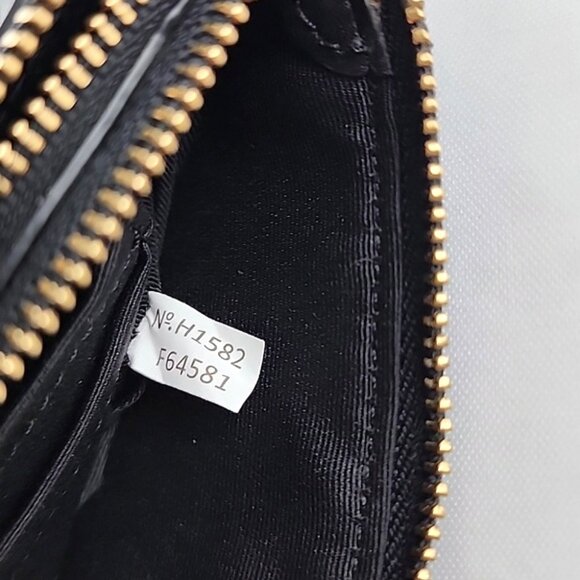 COACH Black Leather Wristlet Wallet Dual Zip Compartment Gold Tone Hardware - Picture 11 of 16